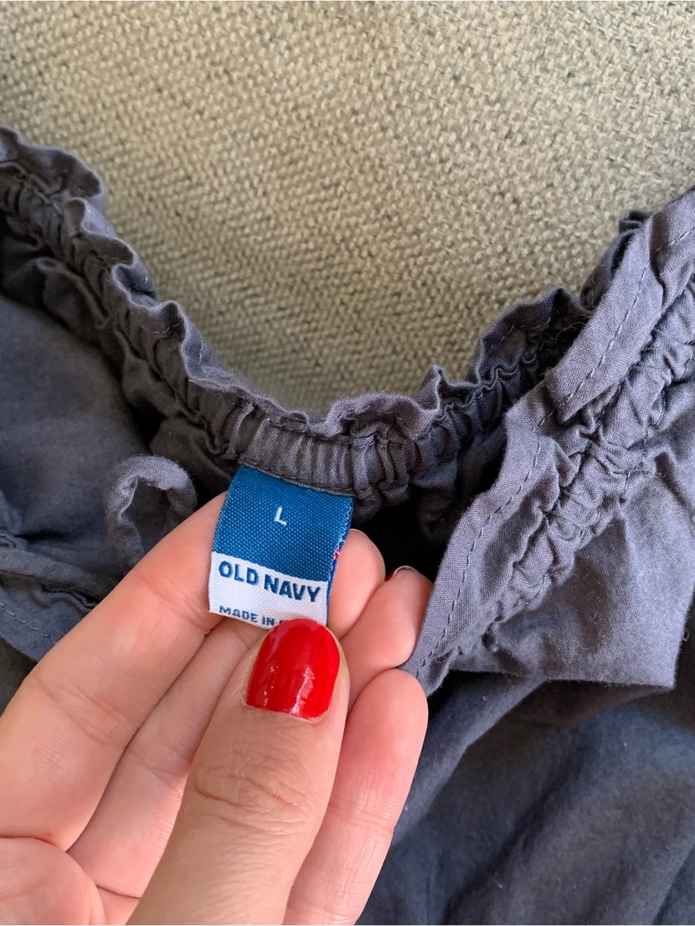 Old Navy Slate Blue Smocked Midi Dress with Puff Sleeves - Picture 4 of 8